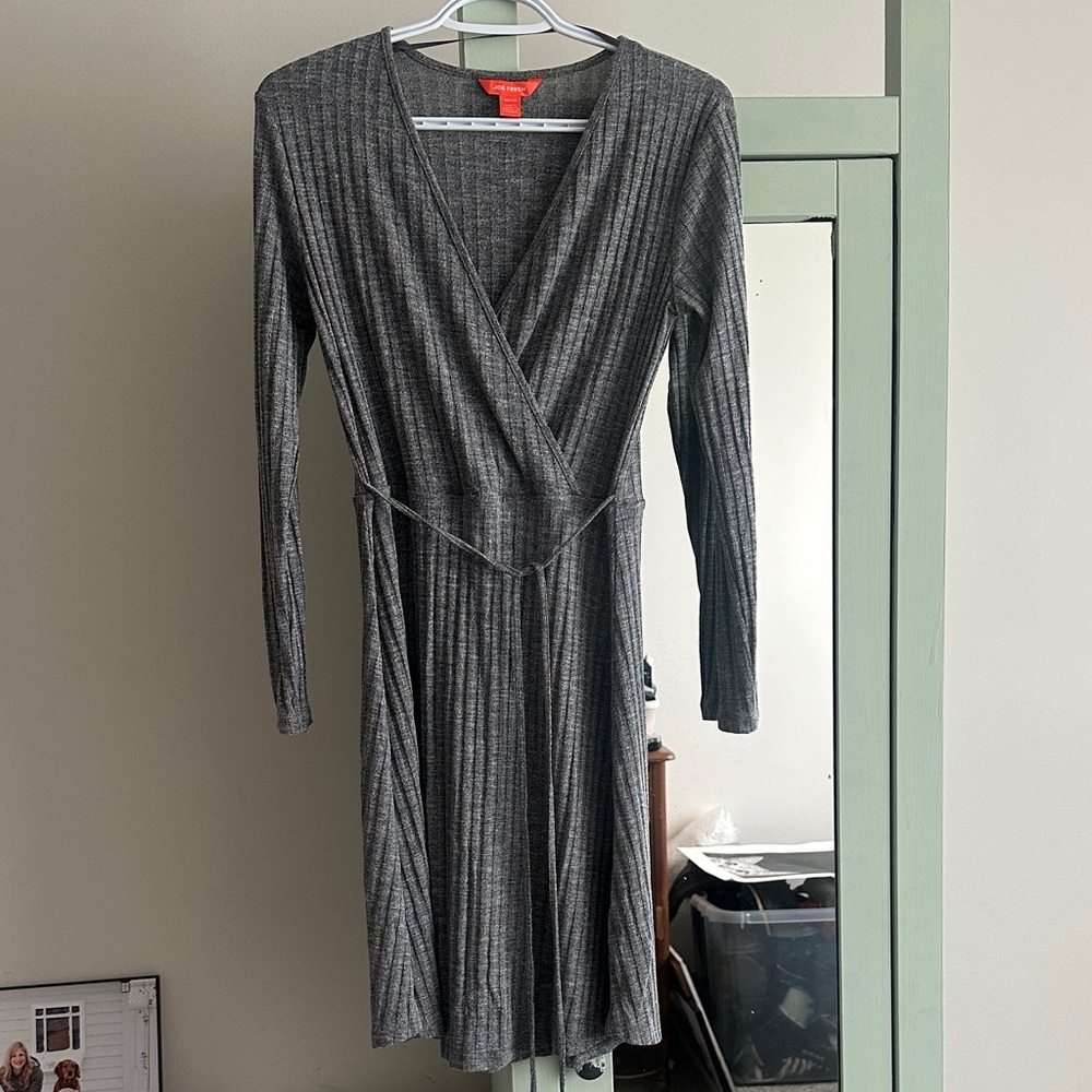 Joe Fresh Charcoal Long Sleeve Wrap Dress